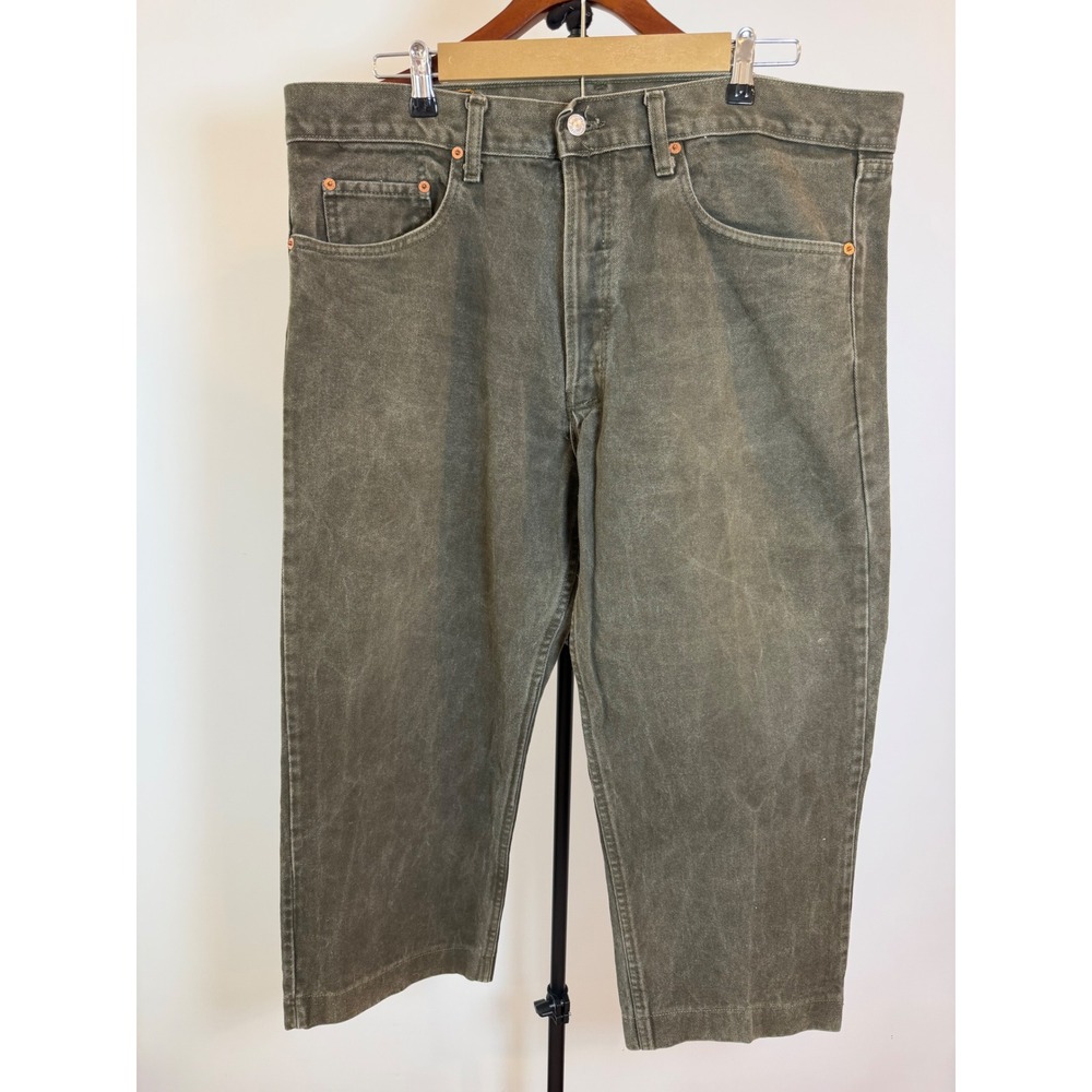 Vintage Levis 501 Mens Olive Green Jeans 40x26 USA Made Zipper Fly Custom Hem - Picture 2 of 7